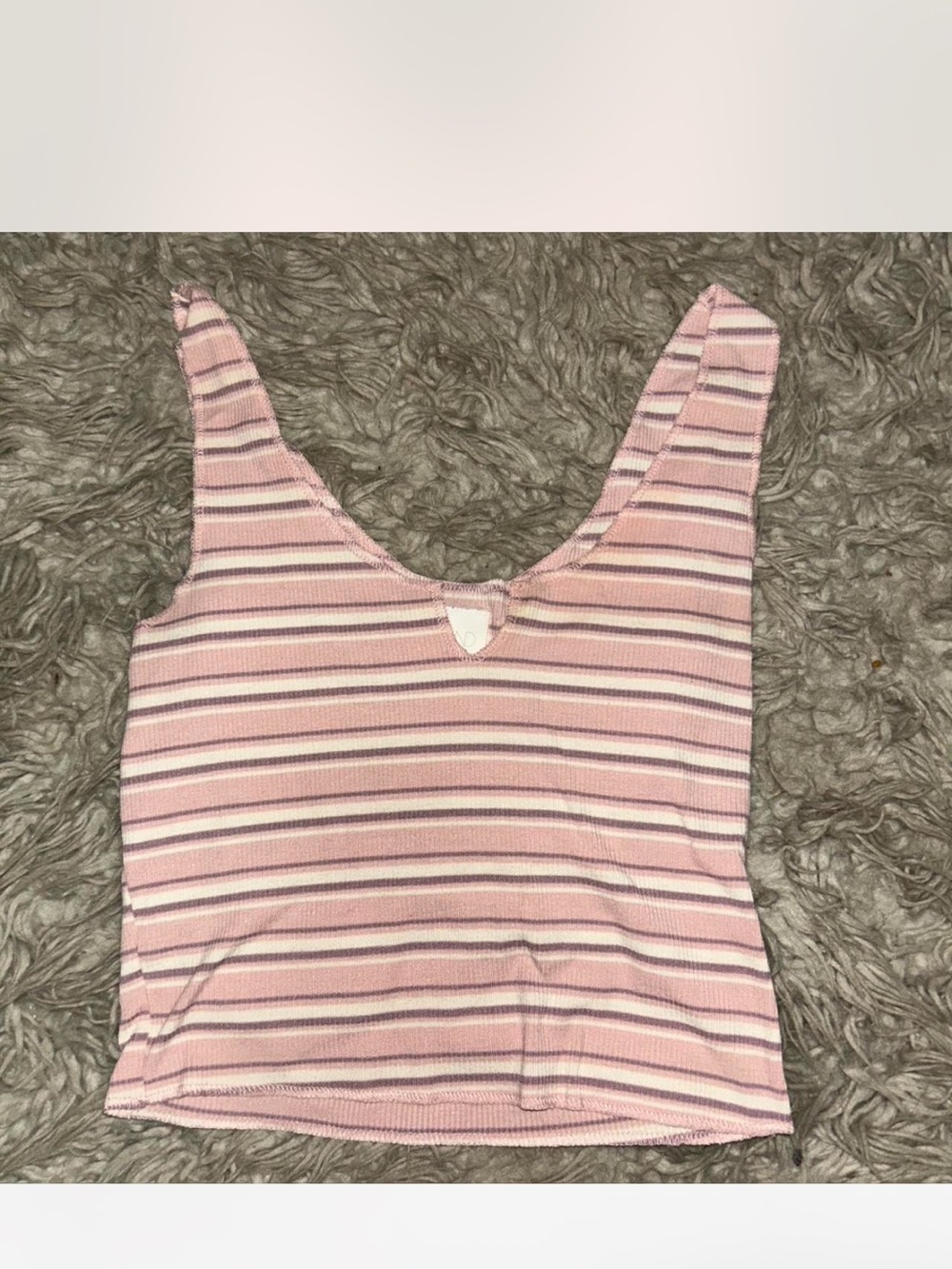 Pink Striped Ribbed Tank Top